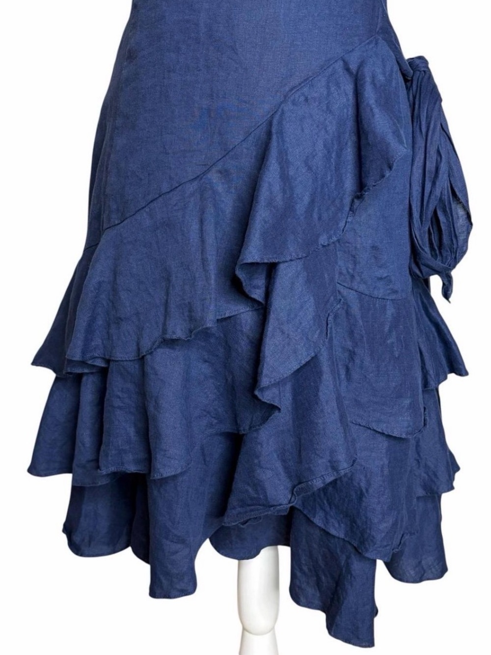 Vintage Ralph Lauren Navy Scoop Neck Tiered Ruffle Midi Dress - Picture 5 of 8